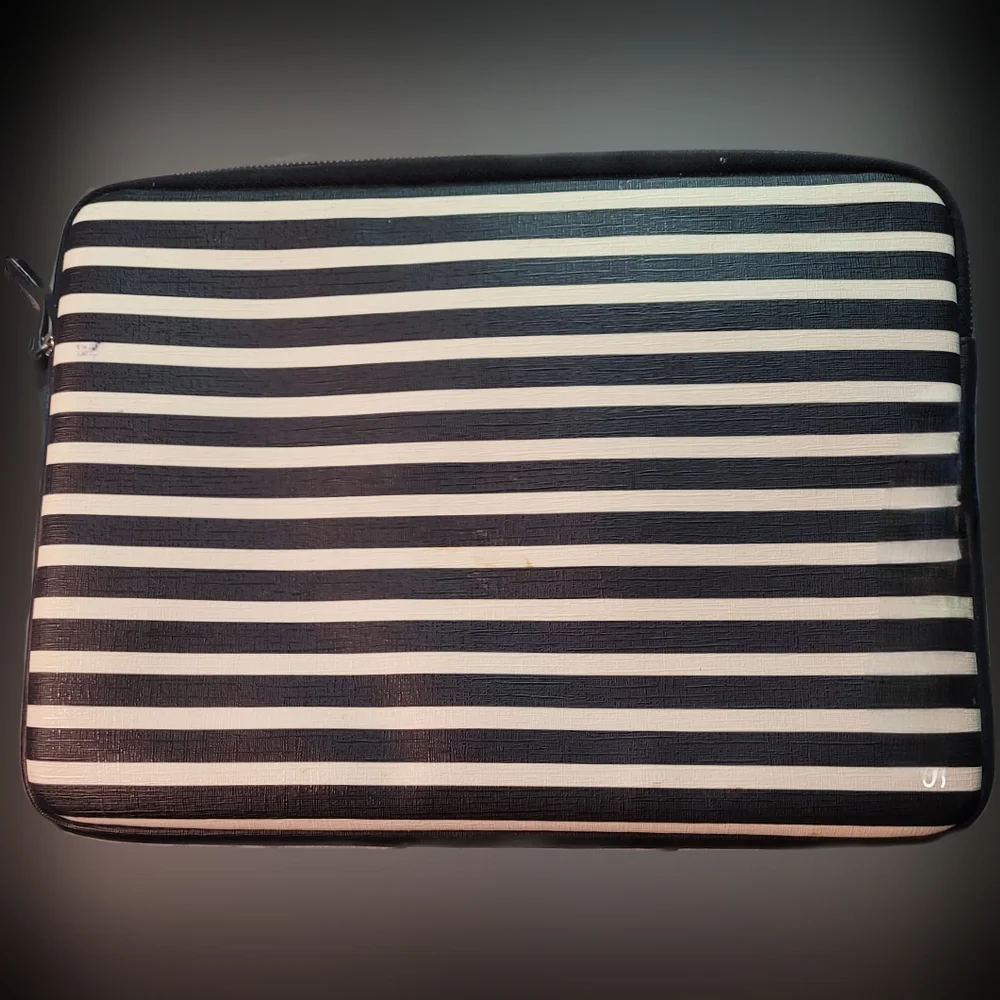 Kate Spade Black and White Striped Accessory Case